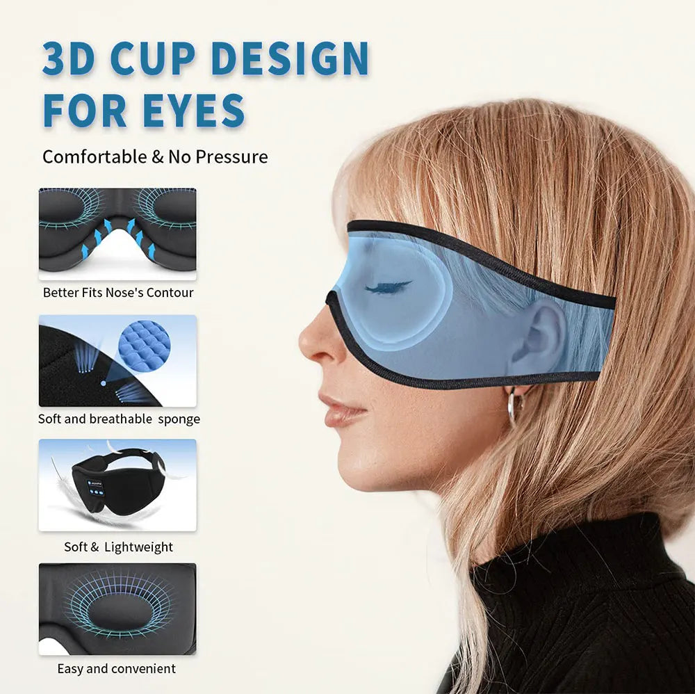 Bluetooth Sleep Mask with Built-in HD Headphones and 3D Eye Cover