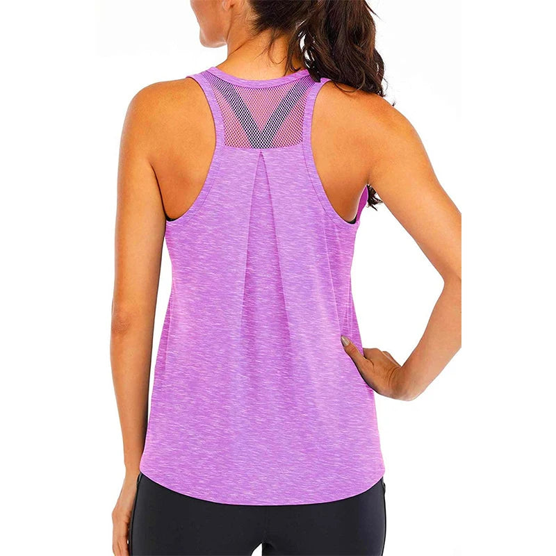 Women’s Sleeveless Yoga Shirt – Loose Quick-Dry Fitness Tank Top
