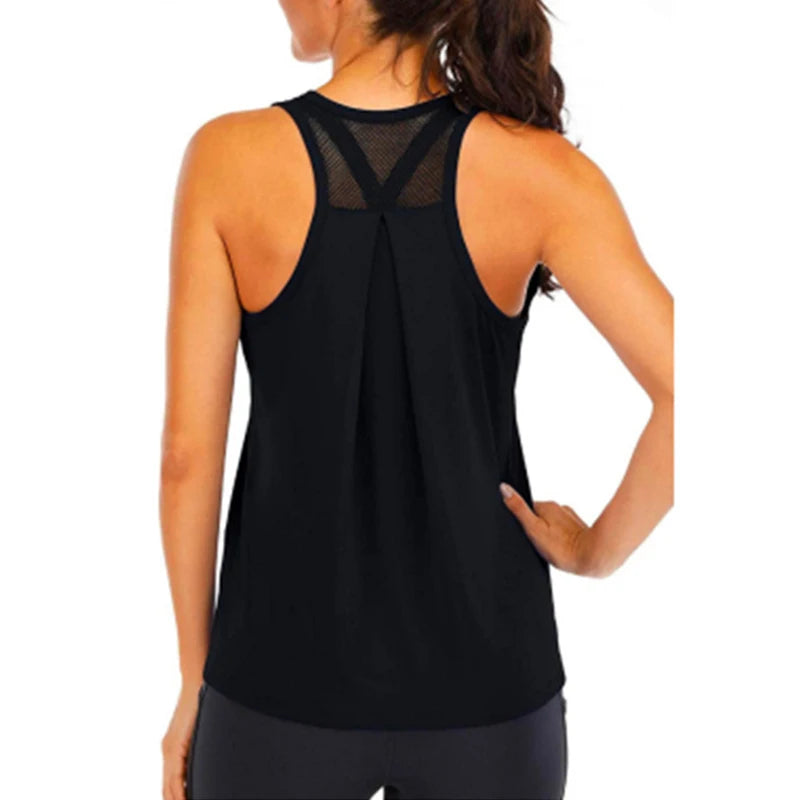 Women’s Sleeveless Yoga Shirt – Loose Quick-Dry Fitness Tank Top