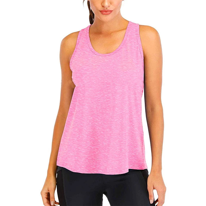 Women’s Sleeveless Yoga Shirt – Loose Quick-Dry Fitness Tank Top