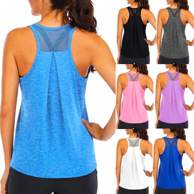 Women’s Sleeveless Yoga Shirt – Loose Quick-Dry Fitness Tank Top