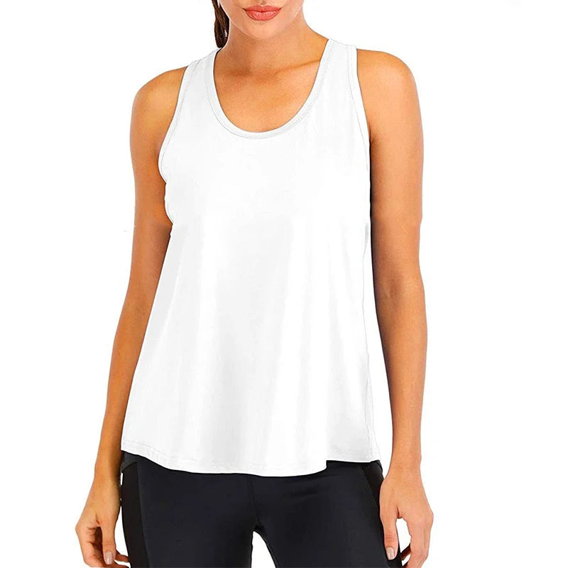 Women’s Sleeveless Yoga Shirt – Loose Quick-Dry Fitness Tank Top