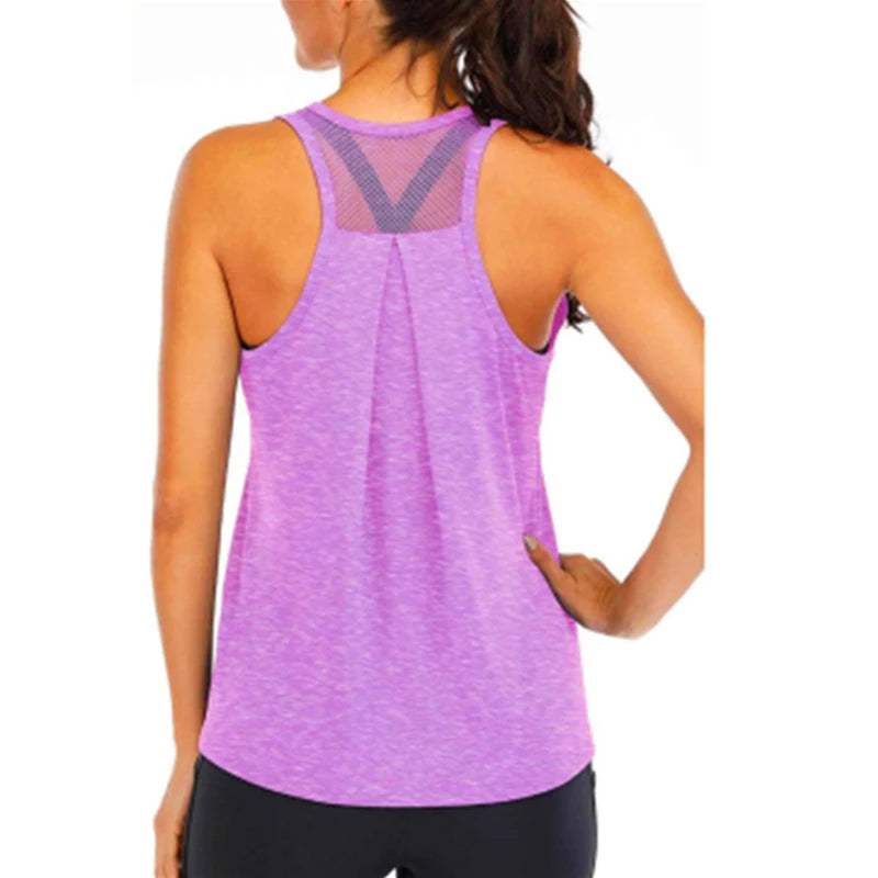 Women’s Sleeveless Yoga Shirt – Loose Quick-Dry Fitness Tank Top