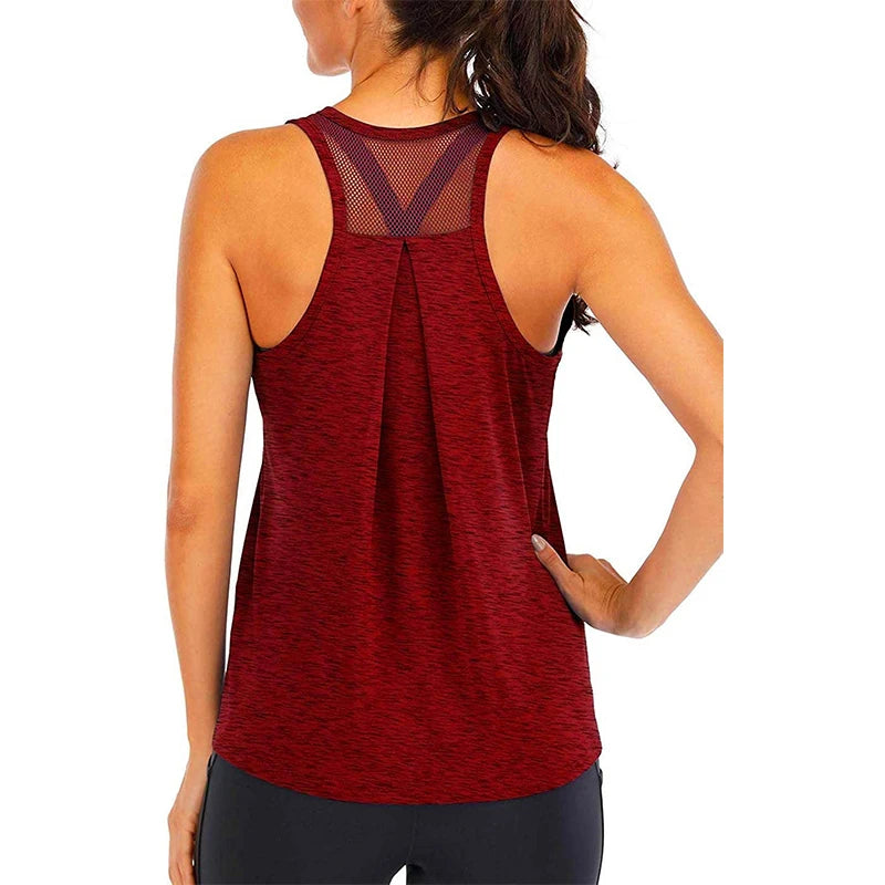 Women’s Sleeveless Yoga Shirt – Loose Quick-Dry Fitness Tank Top