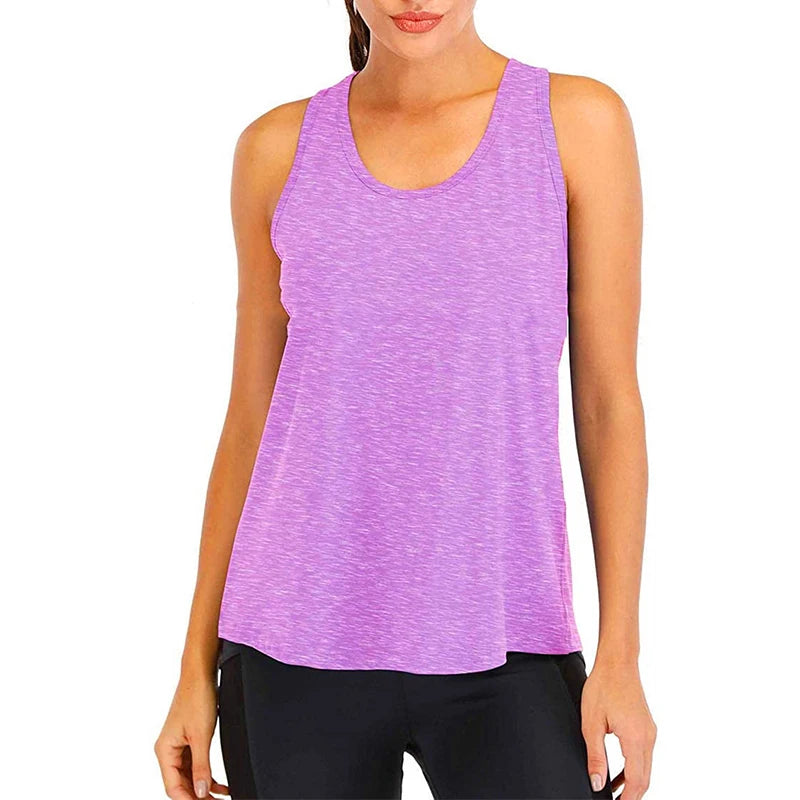 Women’s Sleeveless Yoga Shirt – Loose Quick-Dry Fitness Tank Top