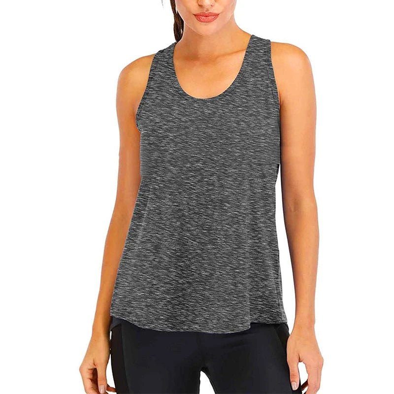 Women’s Sleeveless Yoga Shirt – Loose Quick-Dry Fitness Tank Top