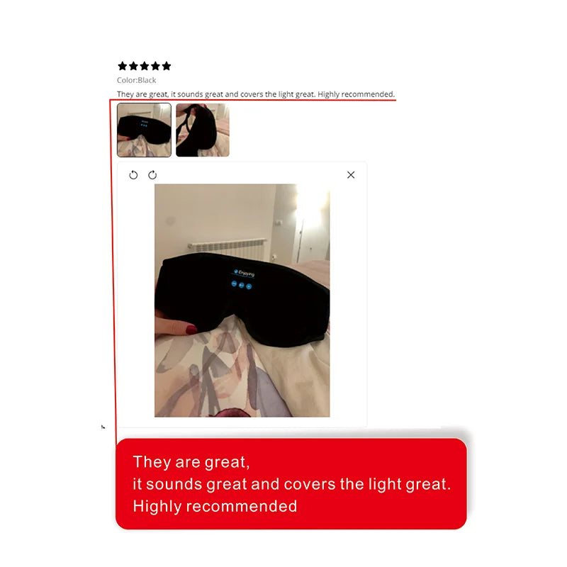 Bluetooth Sleep Mask with Built-in HD Headphones and 3D Eye Cover