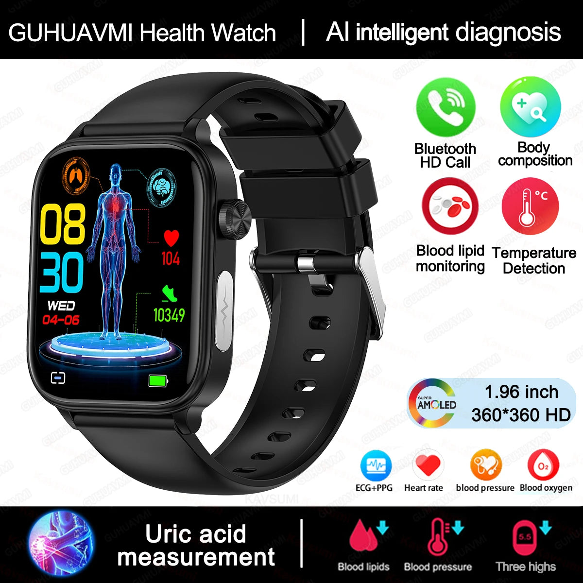 2025 ECG+PPG Smart Watch – Women’s Health & Vital Signs Tracker