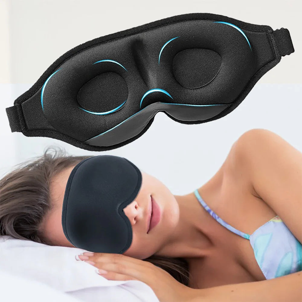3D Contoured Sleep Mask with Adjustable Strap – Soft Blackout Eye Mask for Men & Women
