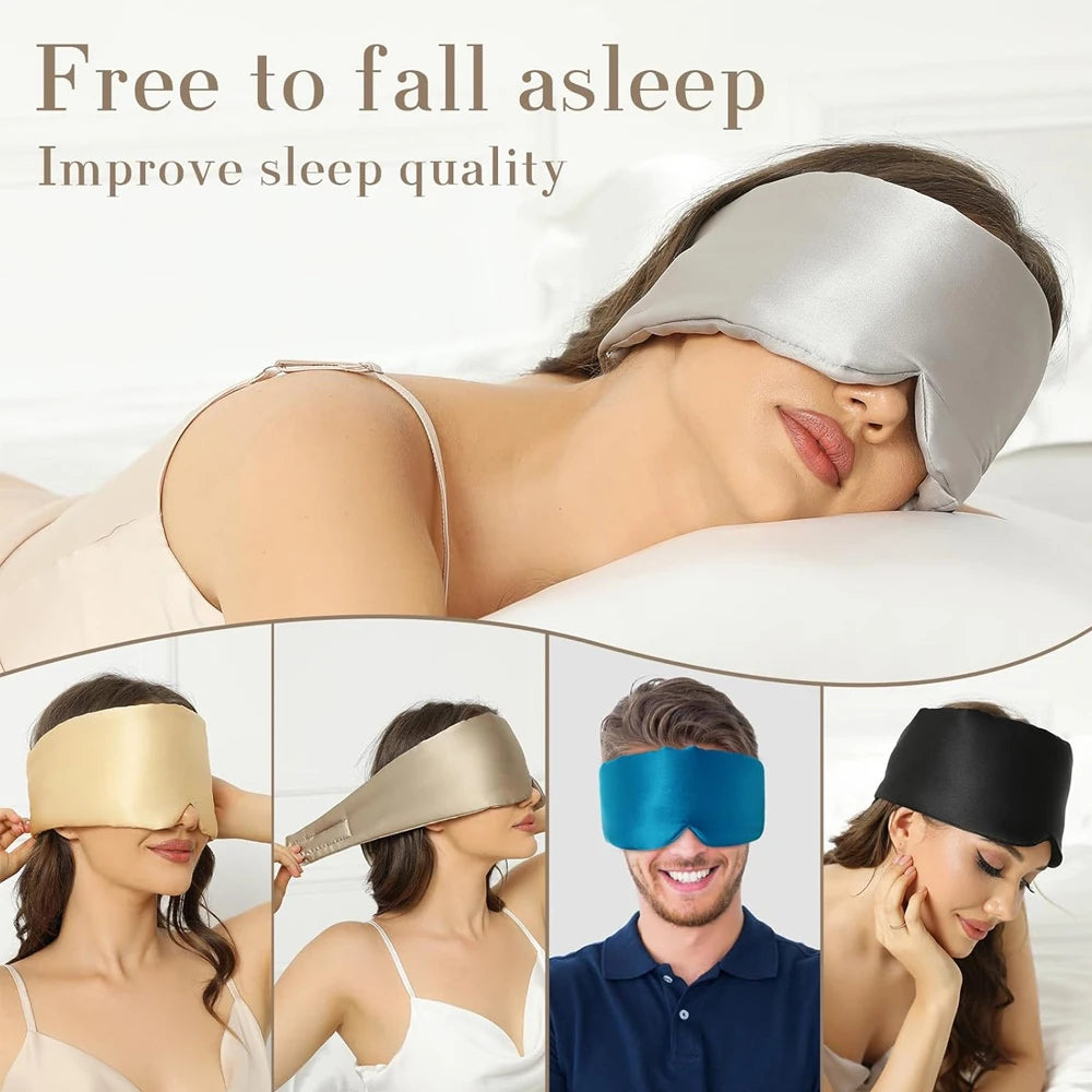 100% Mulberry Silk Sleep Mask – Soft Padded Travel Eyepatch
