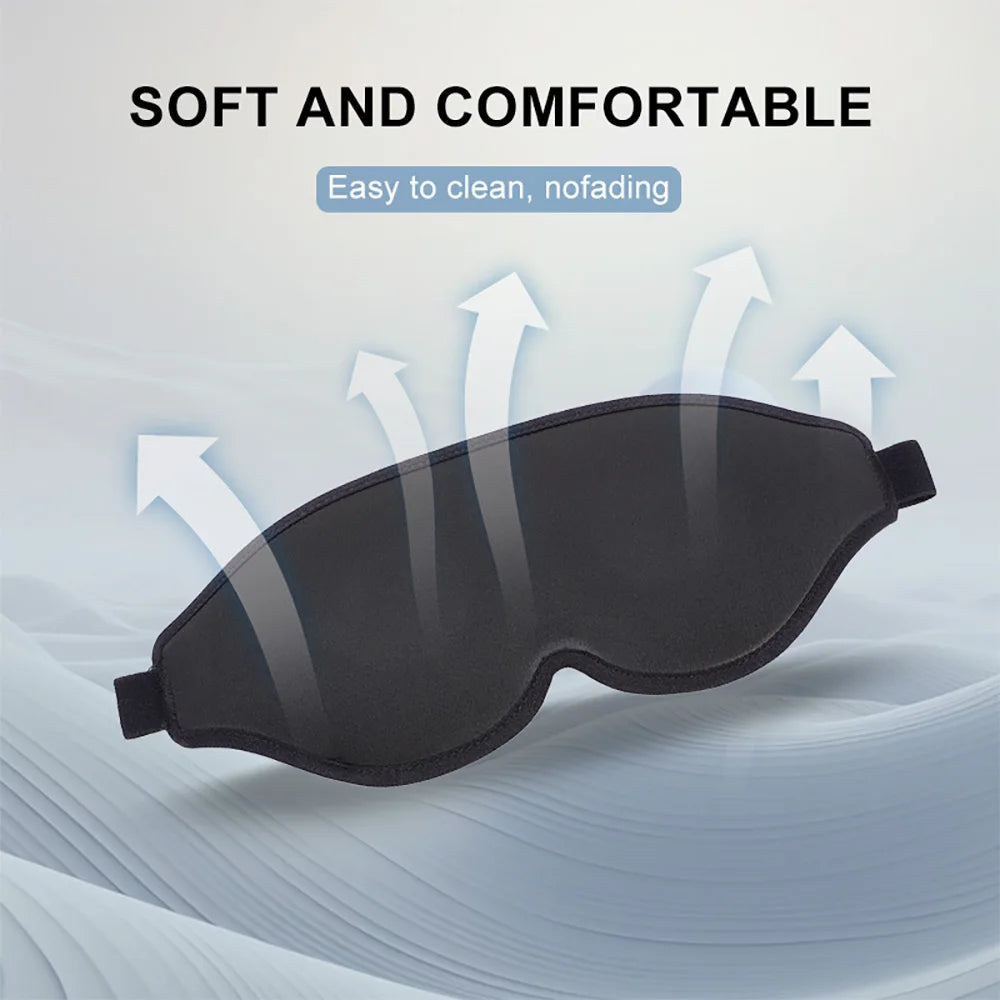 3D Contoured Sleep Mask with Adjustable Strap – Soft Blackout Eye Mask for Men & Women