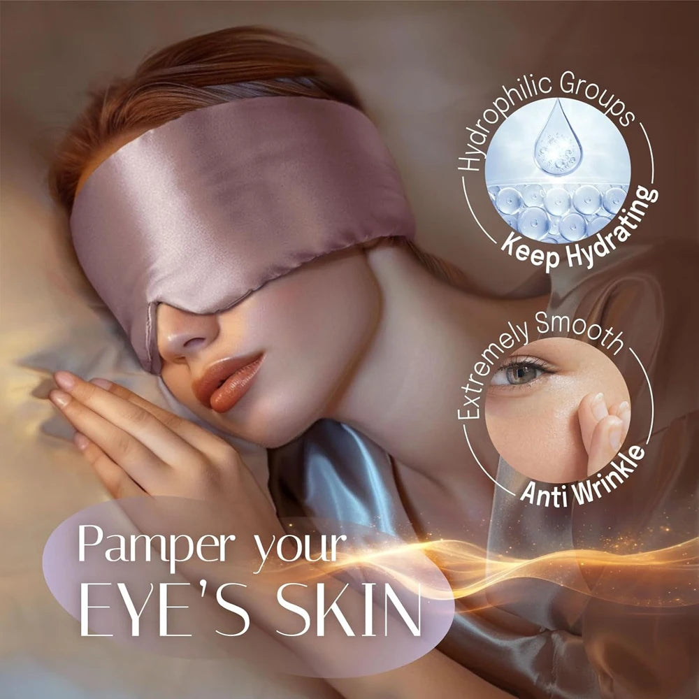 100% Mulberry Silk Sleep Mask – Soft Padded Travel Eyepatch
