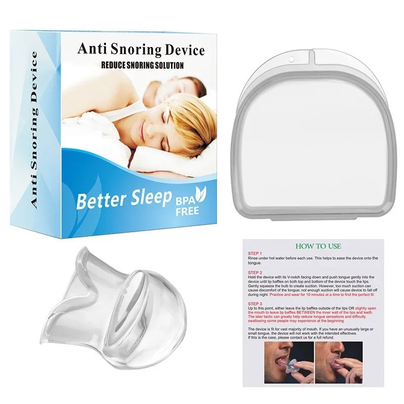 Silicone Anti-Snore Mouthpiece – Tongue Retainer Sleep Aid