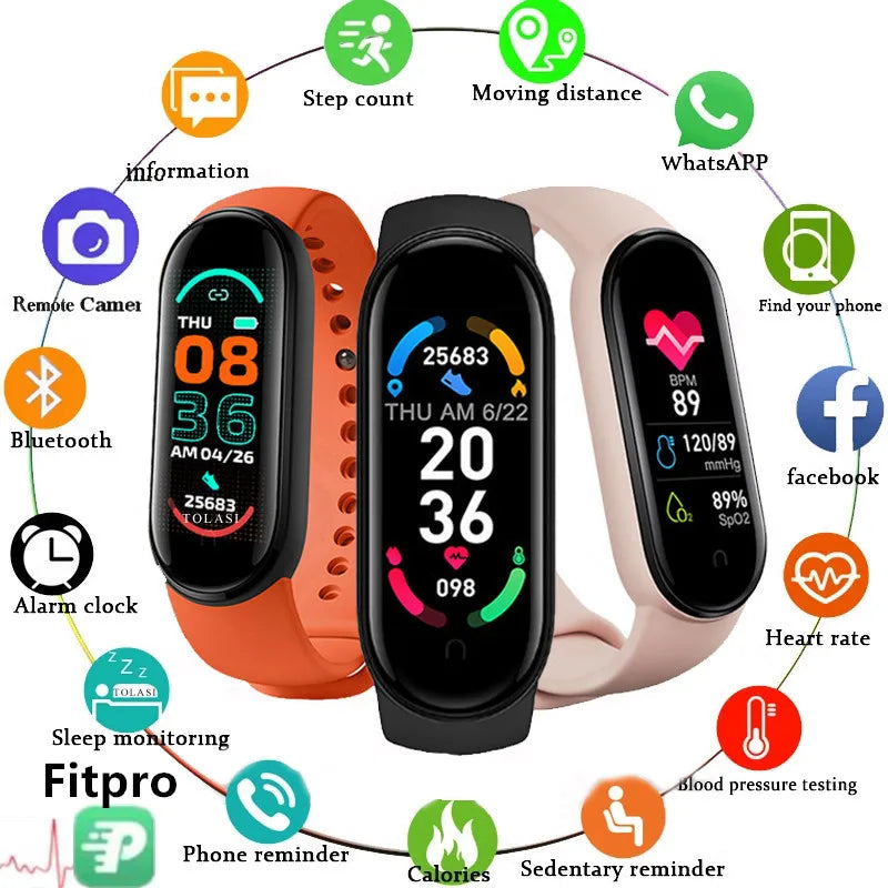M6 Smart Watch – Fitness Tracker Bracelet with Heart Rate & Blood Pressure Monitor