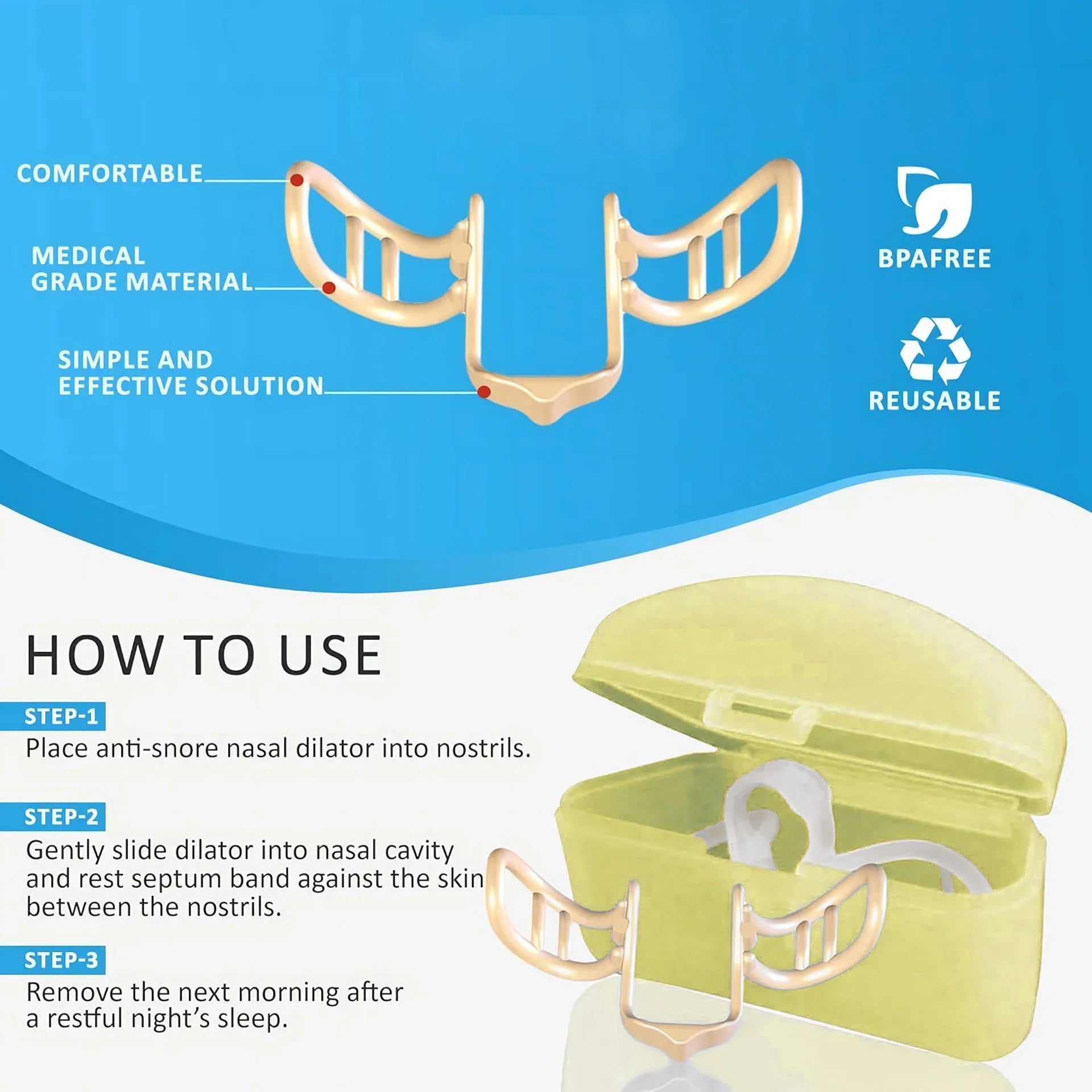 Anti-Snore Nasal Dilator – Silicone Nose Clip for Better Sleep