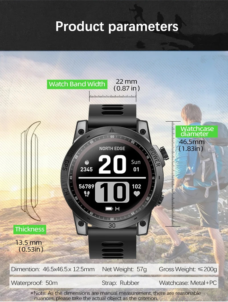 NORTH EDGE 2025 Men’s GPS Sport Smartwatch