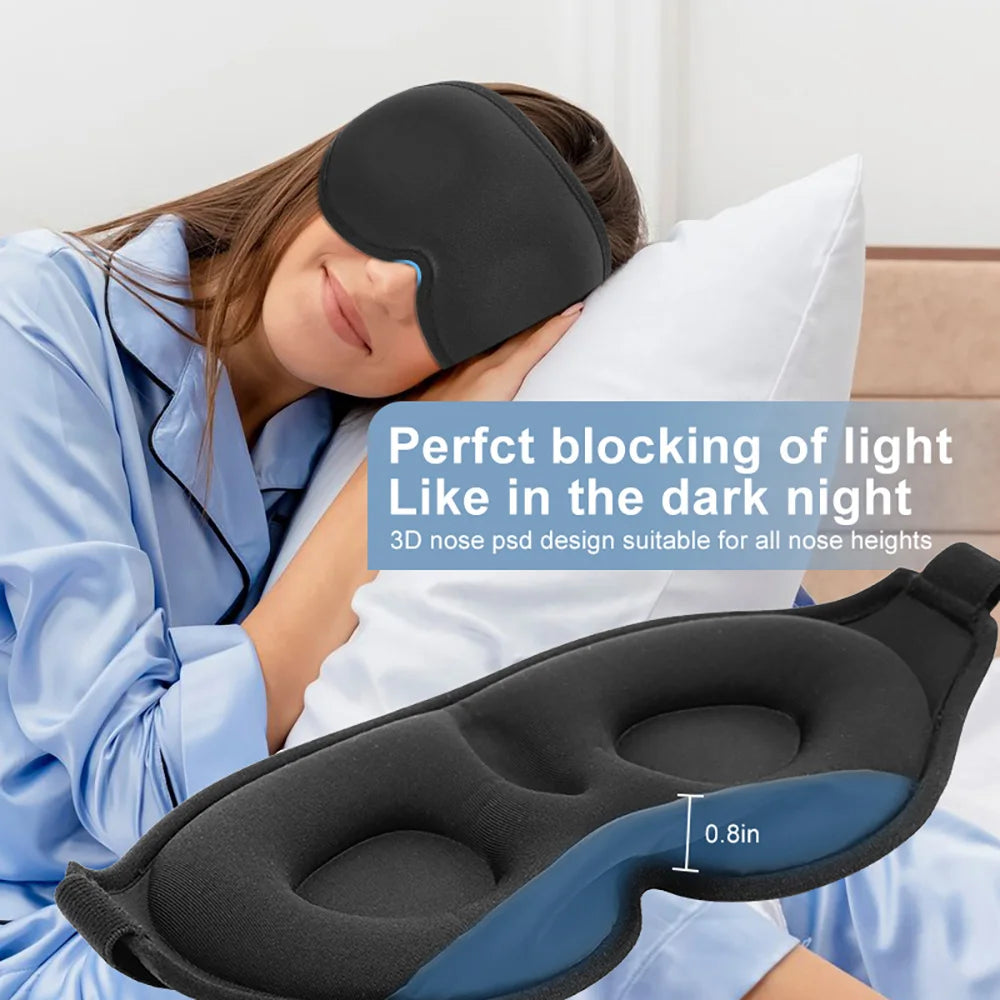 3D Contoured Sleep Mask with Adjustable Strap – Soft Blackout Eye Mask for Men & Women