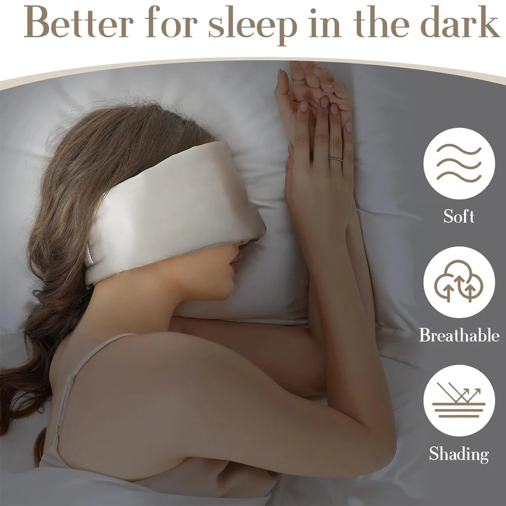 100% Mulberry Silk Sleep Mask – Soft Padded Travel Eyepatch