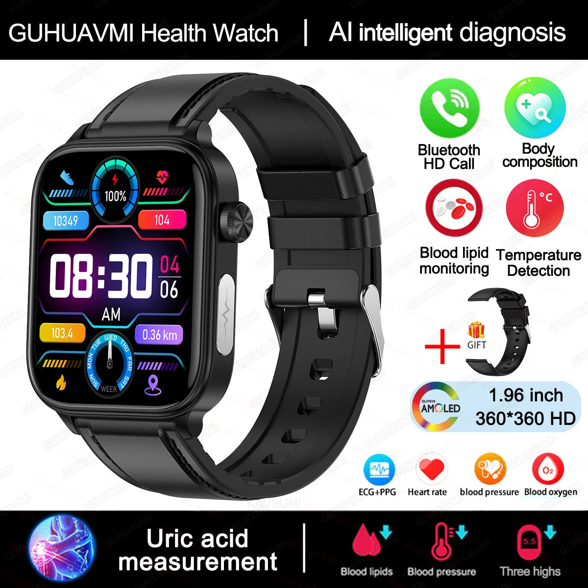 2025 ECG+PPG Smart Watch – Women’s Health & Vital Signs Tracker