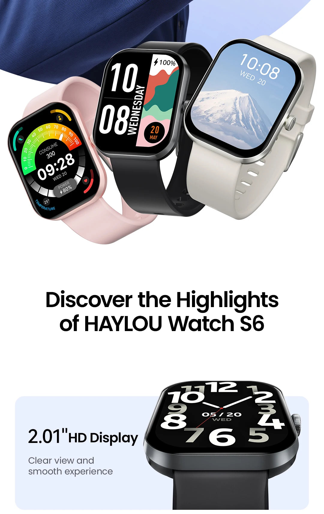 HAYLOU S6 Smart Watch – Voice Calling & Health Monitoring