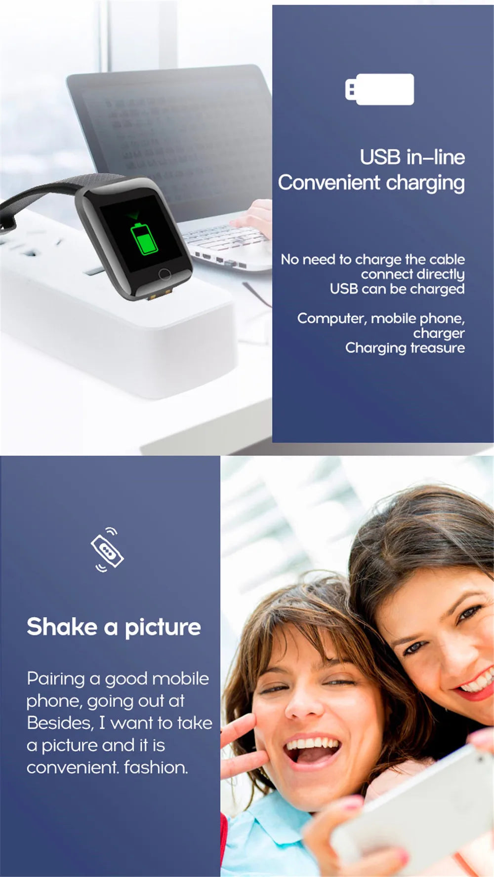 Smart Fitness Watch with Bluetooth, Pedometer, and Music Control – Model 116