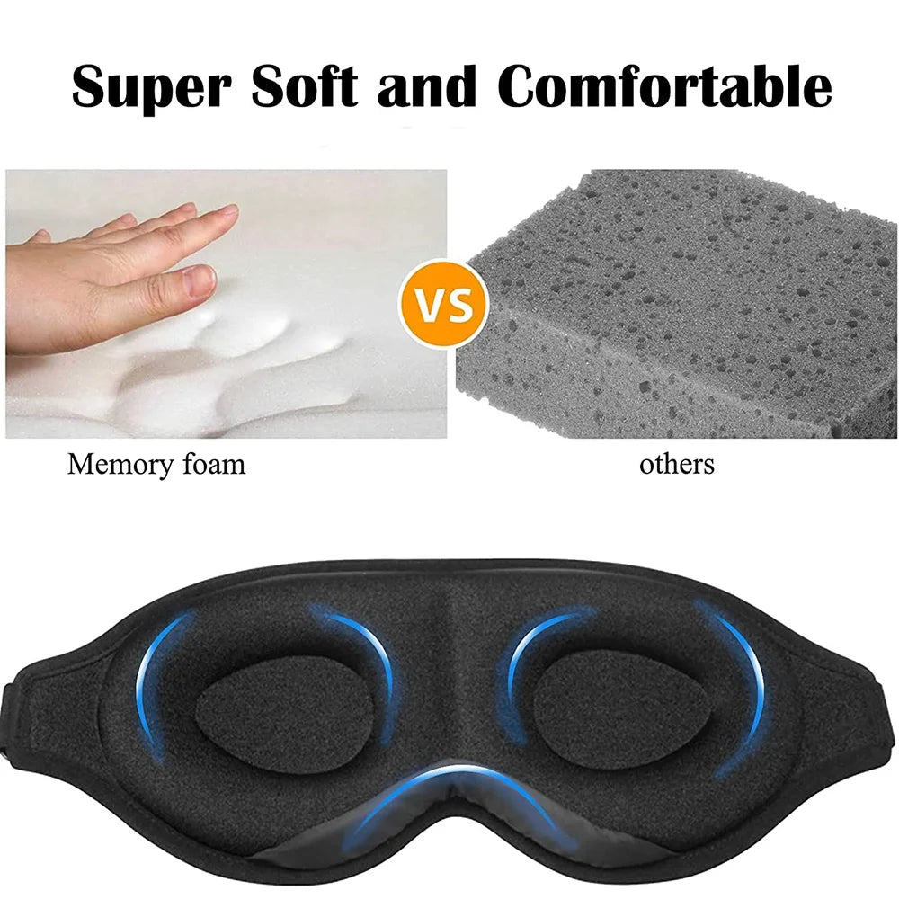 3D Contoured Sleep Mask with Adjustable Strap – Soft Blackout Eye Mask for Men & Women