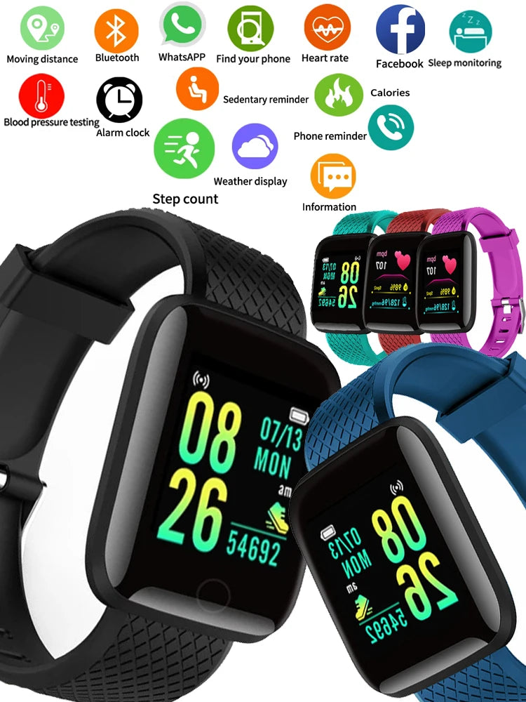 Smart Fitness Watch with Bluetooth, Pedometer, and Music Control – Model 116