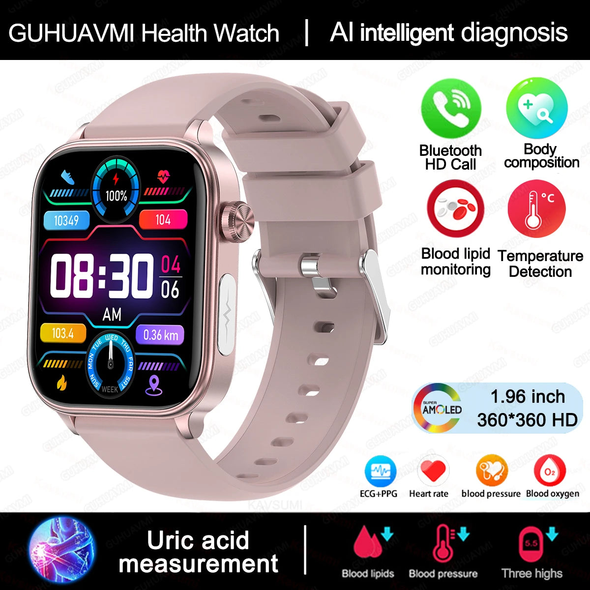 2025 ECG+PPG Smart Watch – Women’s Health & Vital Signs Tracker