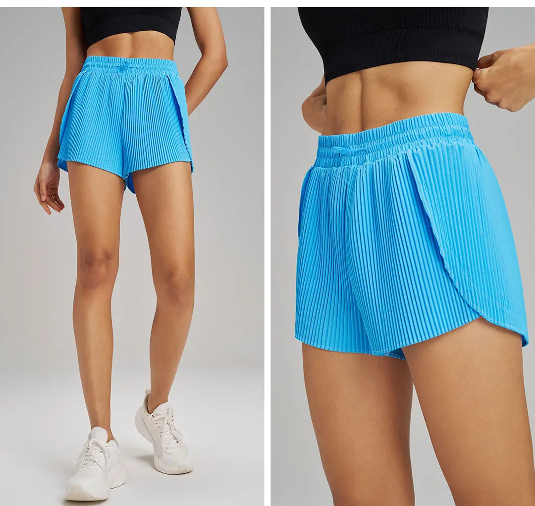 Women’s Sports Yoga Skirt Shorts – Pleated 2-in-1 Quick-Dry Fitness Pants