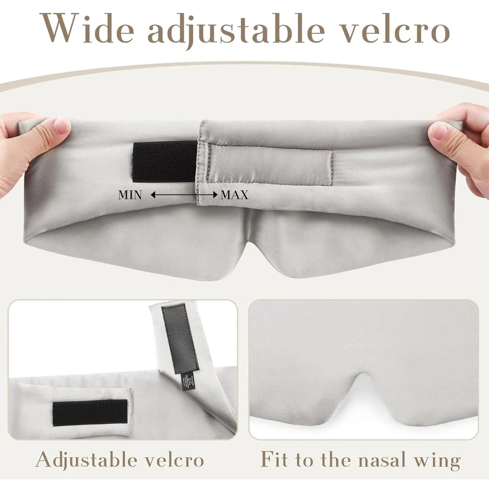 100% Mulberry Silk Sleep Mask – Soft Padded Travel Eyepatch