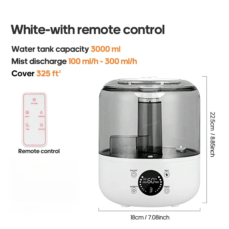 CK2 3L Silent Air Humidifier – Large Capacity Aroma Diffuser with Remote