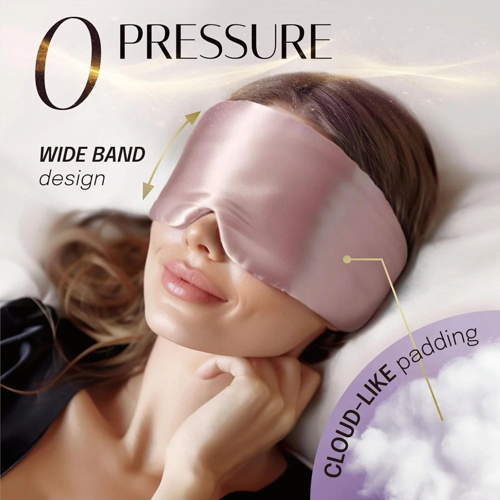 100% Mulberry Silk Sleep Mask – Soft Padded Travel Eyepatch