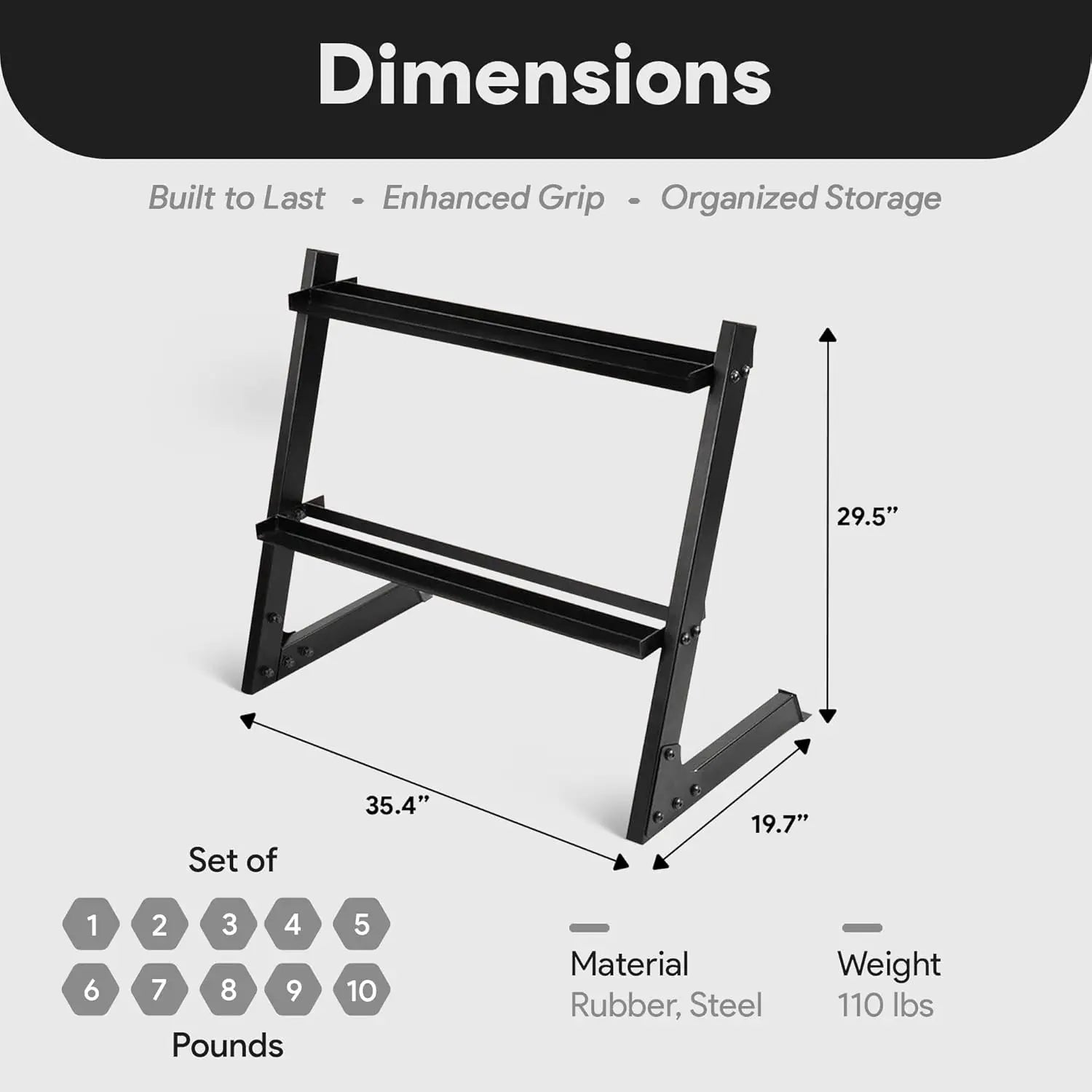 Neoprene Dumbbell Set with Stand – 110LB X-Elite Multi-Color (10 Pairs)