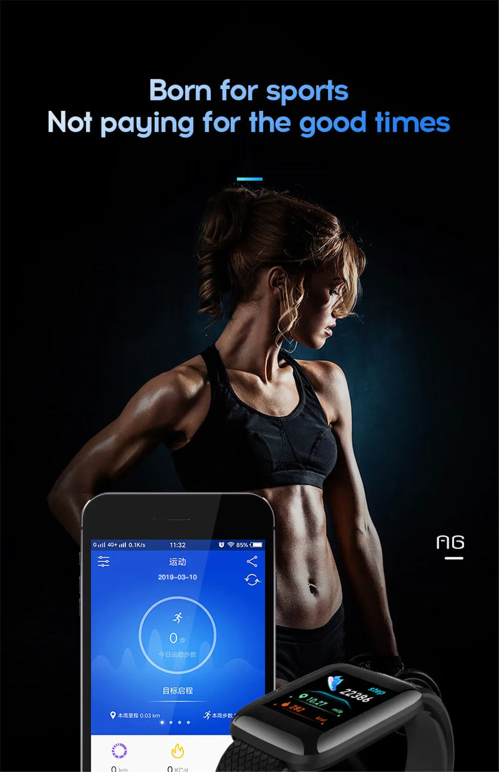 Smart Fitness Watch with Bluetooth, Pedometer, and Music Control – Model 116