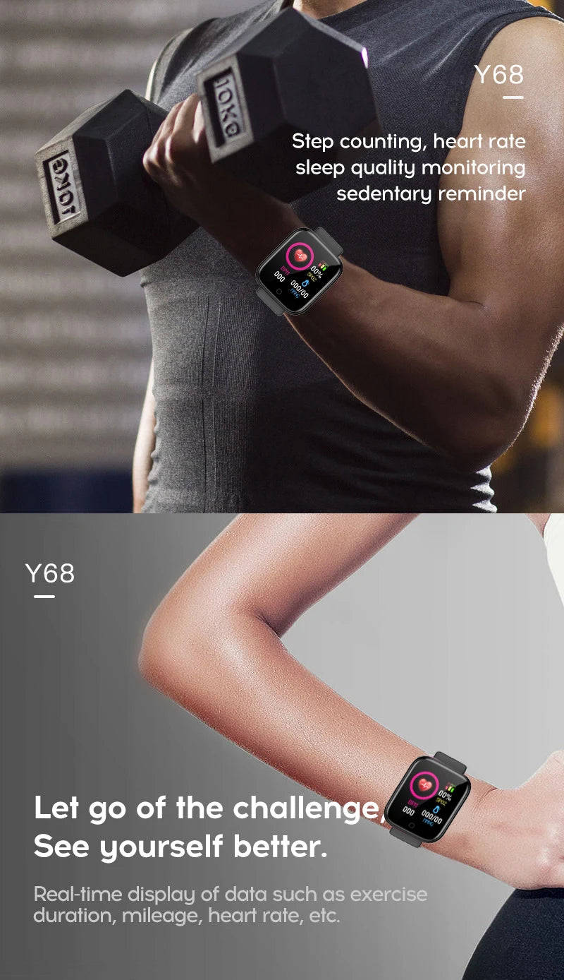 Y68 D20 Smartwatch with Bluetooth, Fitness Tracker & Sleep Monitor