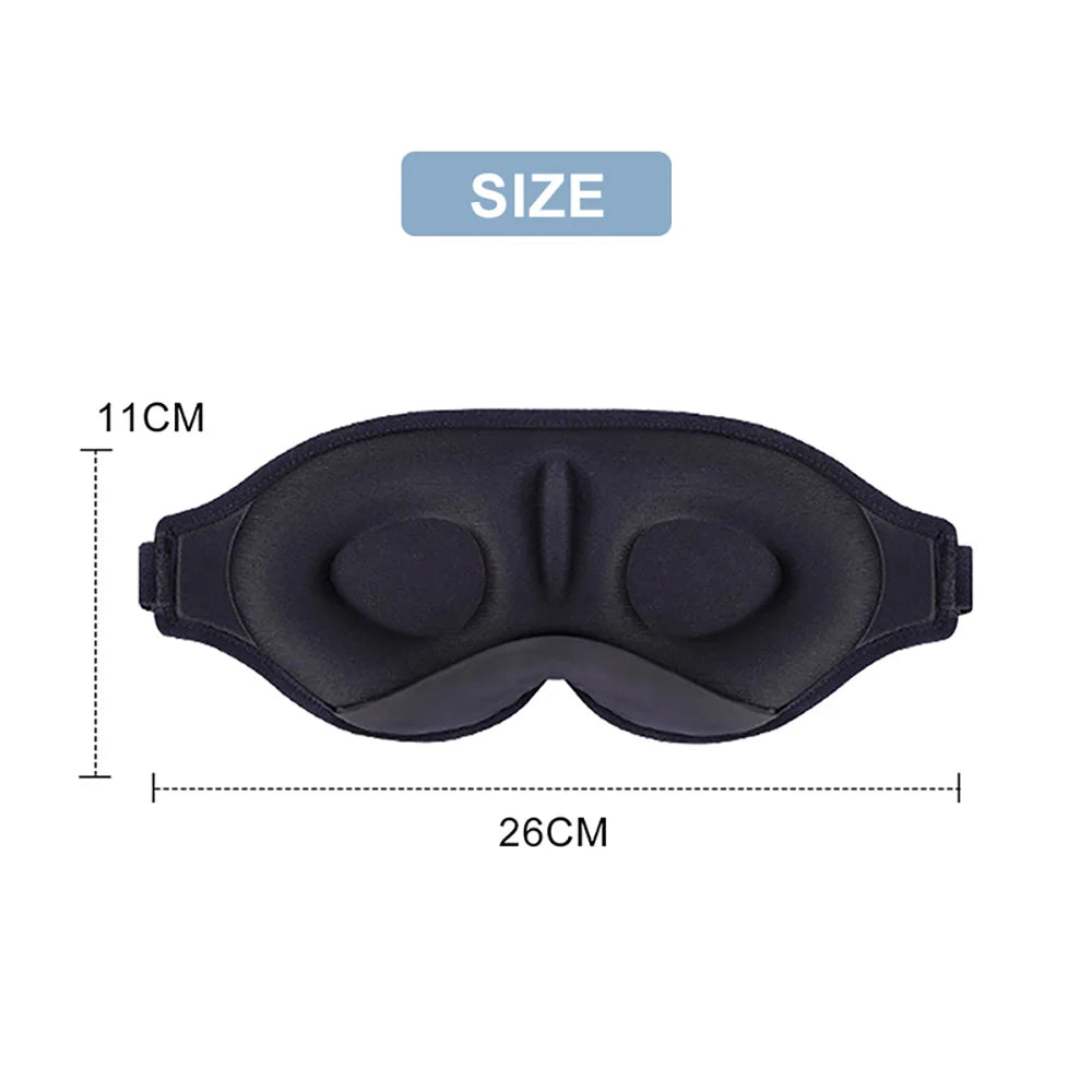 3D Contoured Sleep Mask with Adjustable Strap – Soft Blackout Eye Mask for Men & Women