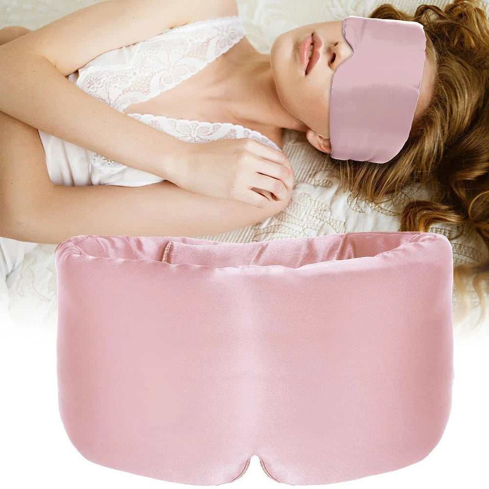 100% Mulberry Silk Sleep Mask – Soft Padded Travel Eyepatch