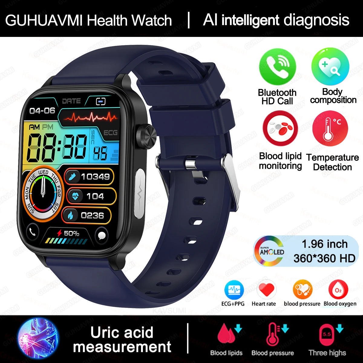 2025 ECG+PPG Smart Watch – Women’s Health & Vital Signs Tracker